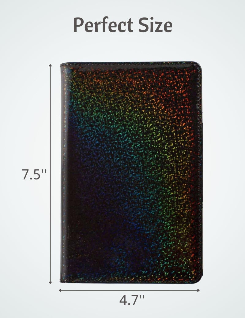 Mymazn Holographic Glitter Serving Book Waitress Wallet Waiter Book Organizer for Guest Check Book Restaurant Server Pad, Glitter Black - Image 2